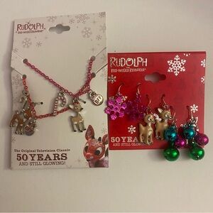 Rudolph Christmas Jewelry Set Accessories NWT